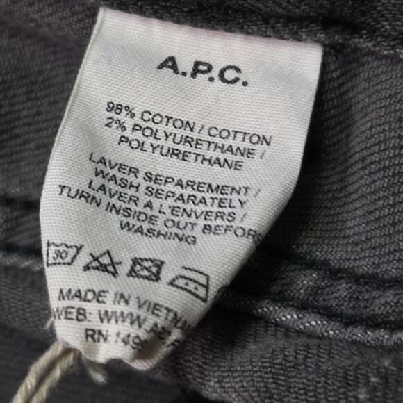 APC Petit New Standard Jeans Men 28 Dark Grey Denim Slim Fit - Picture 5 of 8